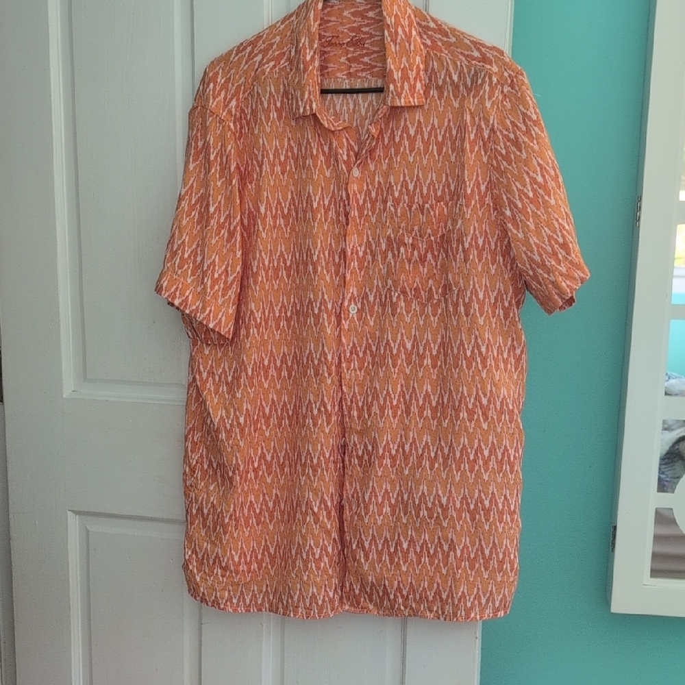 Men's Orange Patterned Shirt